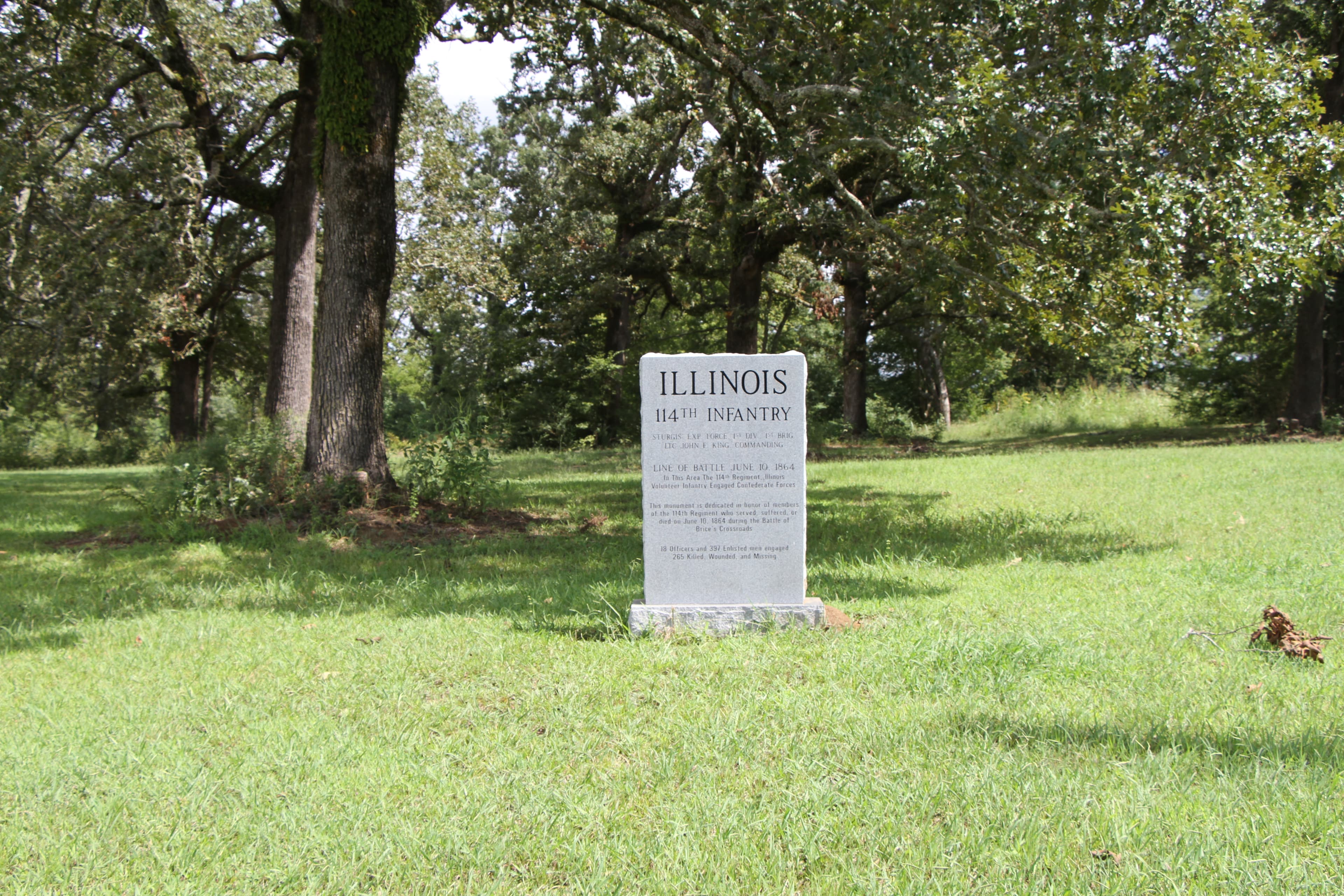 114th Illinois Monument at Brices Cross Roads