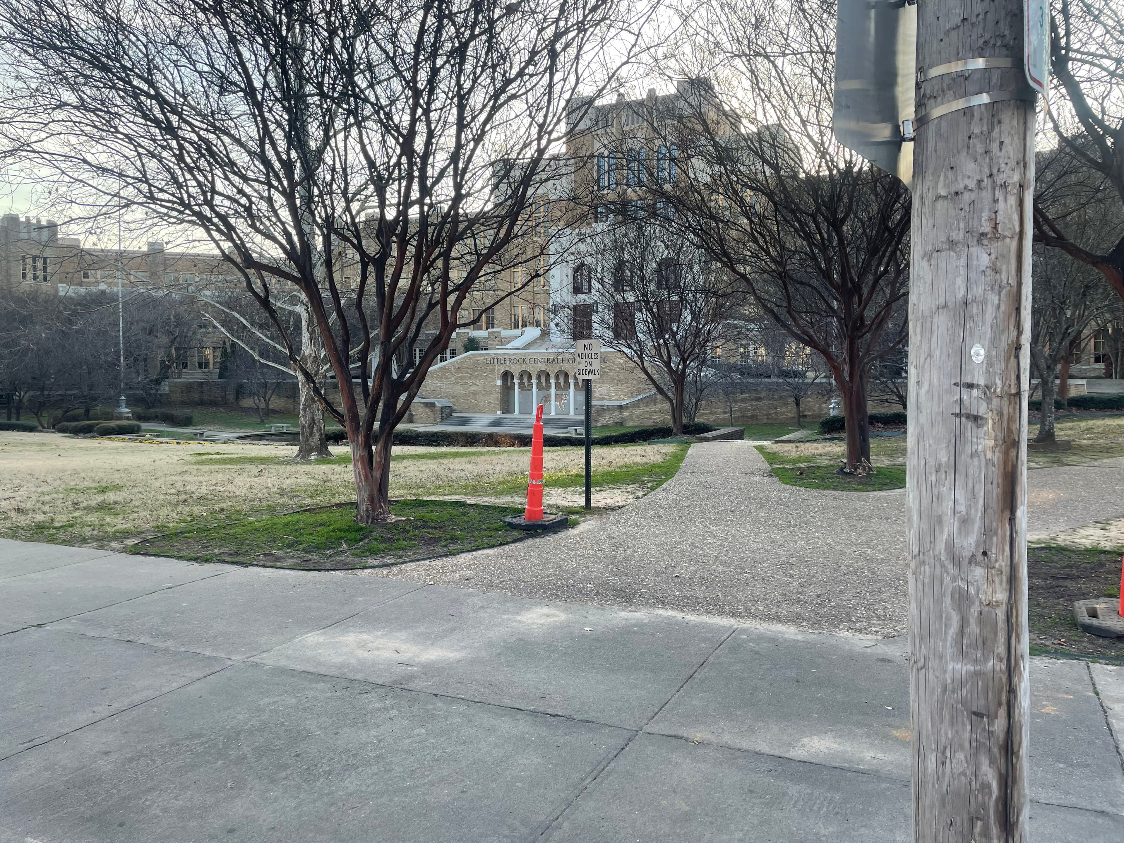 North Junction of Front Curvilinear Sidewalks at Central High School